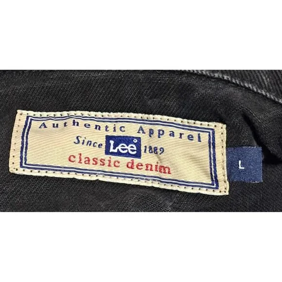 Lee Trucker Jacket Mens L Black Overdyed Denim Vintage 1990s Lee 7175SB - Picture 2 of 10